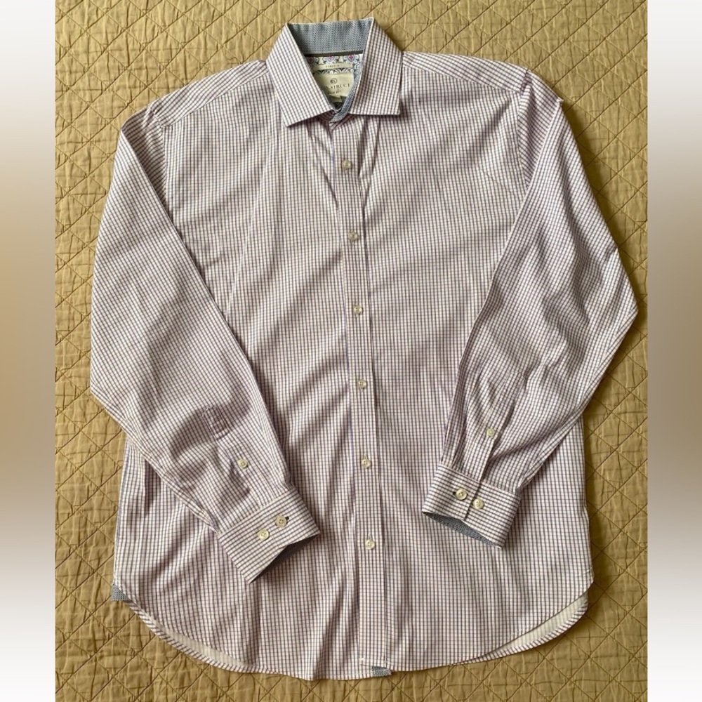Elegant Purple Checkered Dress Shirt